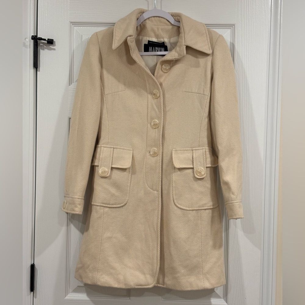Marvin Richards cream wool coat. Beautifully well made. Size small.